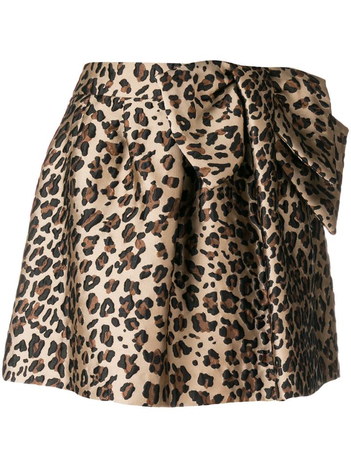 P.a.r.o.s.h. Leopard Print Flared Mini Skirt - Brown