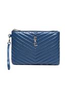 Saint Laurent Blue Monogram Quilted Small Leather Pouch
