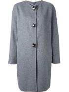 Ermanno Scervino Button Down Oversized Coat, Women's, Size: 40, Grey, Polyamide/cupro/virgin Wool