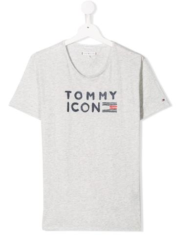 Tommy Hilfiger Junior Glitter Logo Print T-shirt - Grey