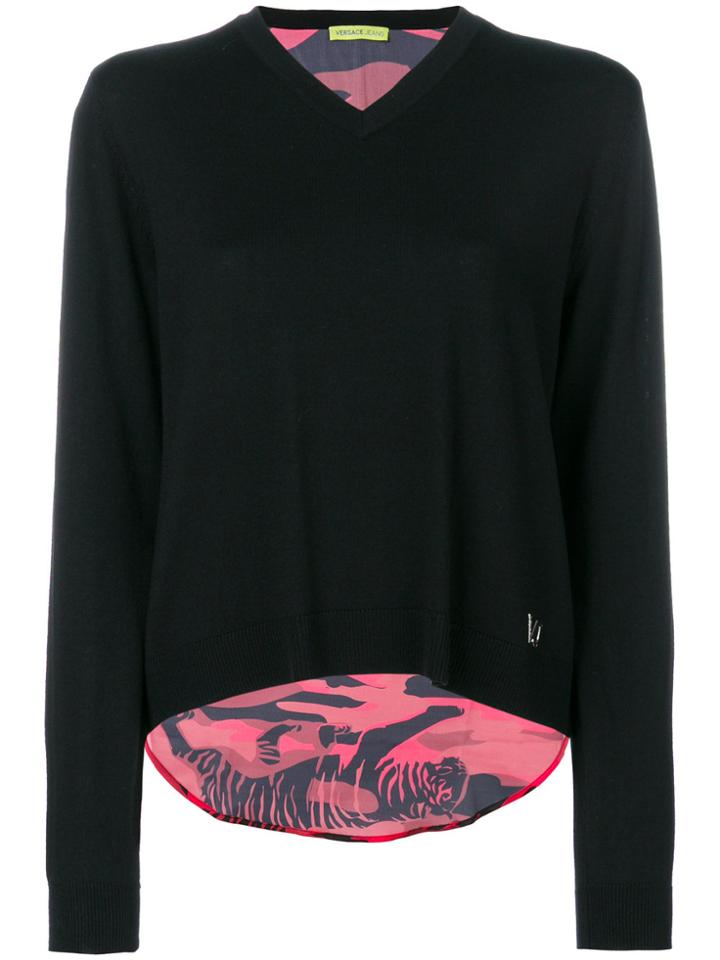Versace Jeans Loose V-neck Jumper - Black