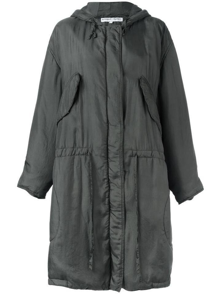 Katharine Hamnett Hooded Parka, Women's, Size: Medium, Green, Silk