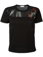 Red Valentino Ladybird Sheer Panel T-shirt, Women's, Size: Xs, Black, Cotton/polyamide