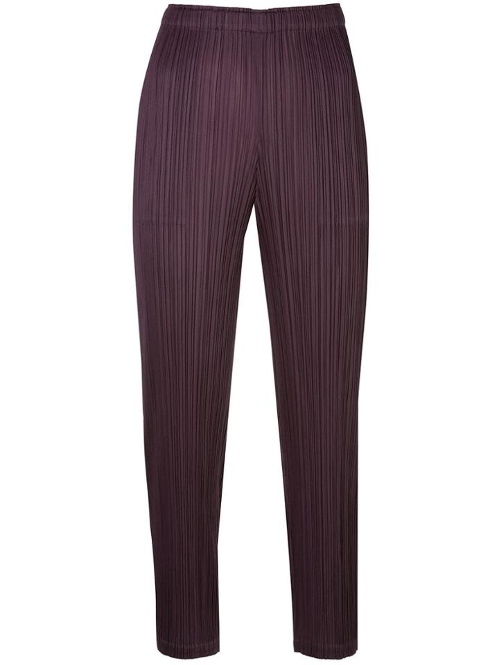 Pleats Please Issey Miyake Pleated Crop Trousers - Purple