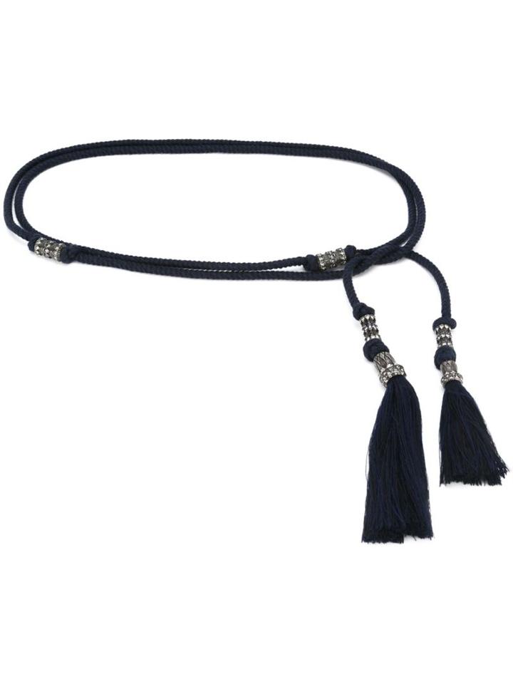 Lanvin Tasseled Rope Belt, Women's, Size: Small, Blue, Cotton/brass/glass