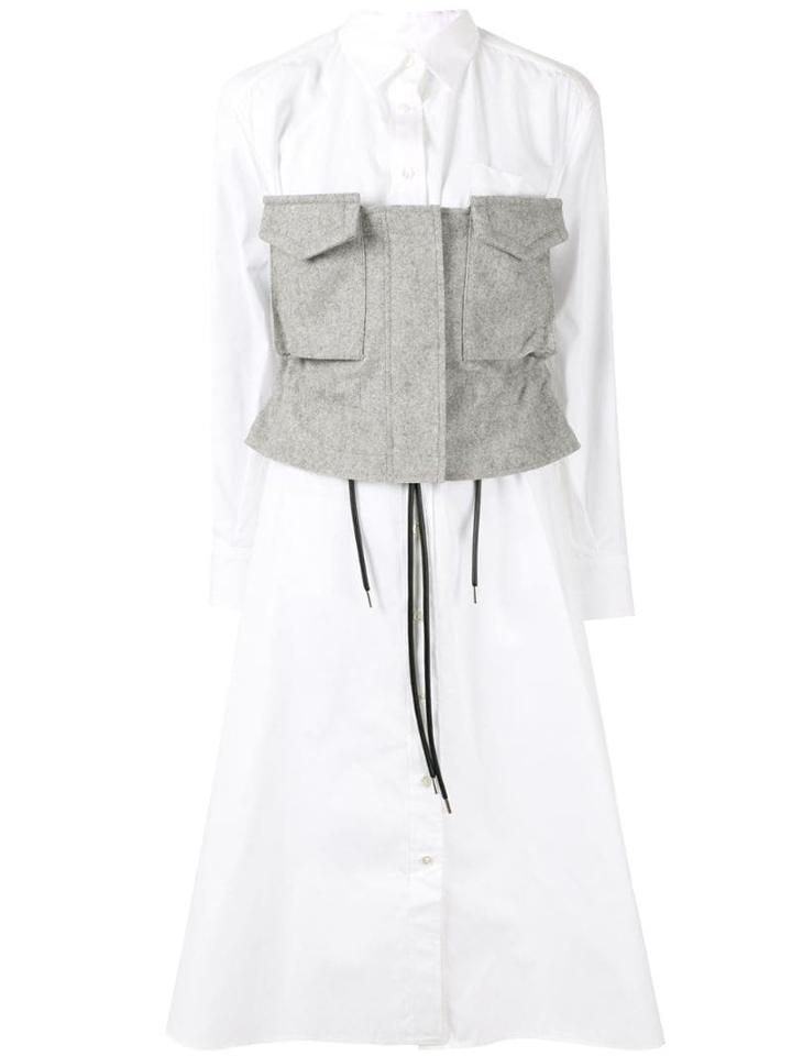 Sacai Panelled Shirt Dress - White