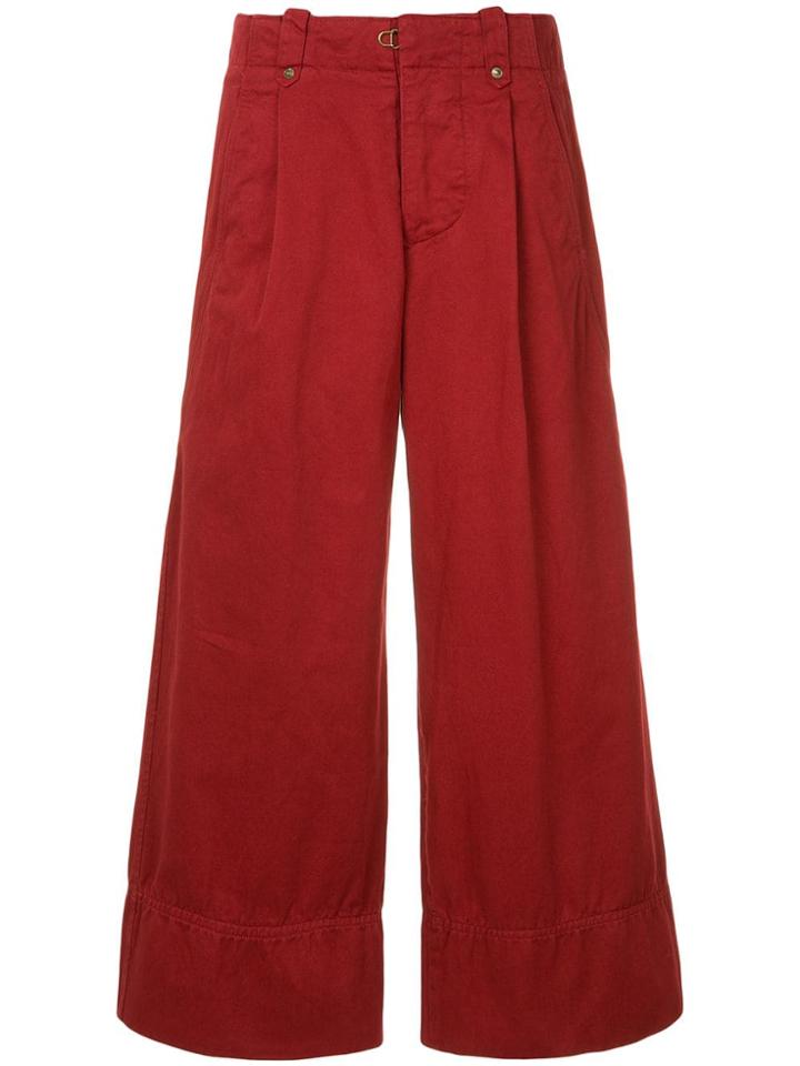 Kolor Wide Leg Cropped Trousers - Red