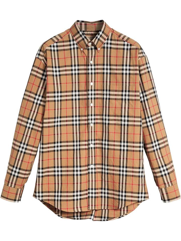 Burberry Button-down Collar Vintage Check Cotton Shirt - Yellow