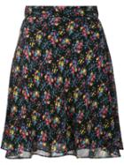 Saint Laurent Prairie Floral Print Skirt, Women's, Size: 38, Black, Silk/viscose