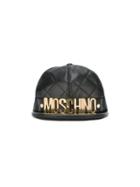 Moschino Logo Plaque Cap, Women's, Size: Large, Black, Rayon/polyester/sheep Skin/shearling