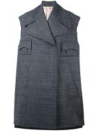 No21 Checked Sleeveless Oversized Coat, Women's, Size: 38, Grey, Acrylic/acetate/viscose/virgin Wool