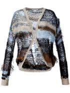 Rodarte Striped Cardigan, Women's, Size: Medium, Brown, Silk/cotton/nylon/metallized Polyester