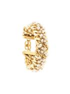 Chanel Pre-owned Faux Pearl Chunky Chain Bracelet - Gold