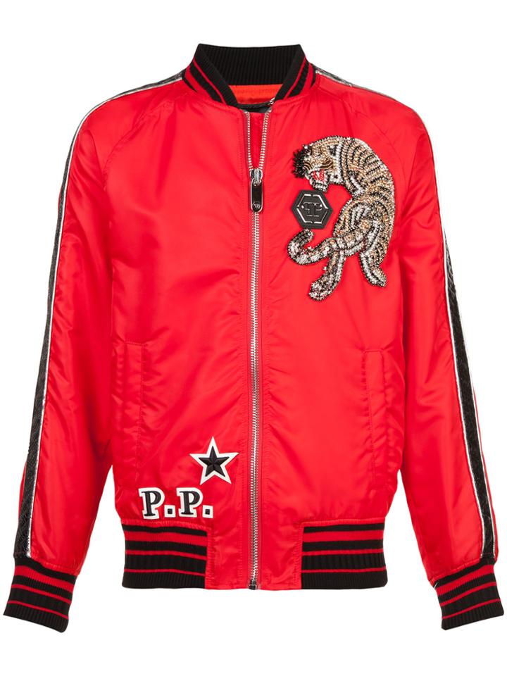 Philipp Plein We Are One Bomber Jacket - Red