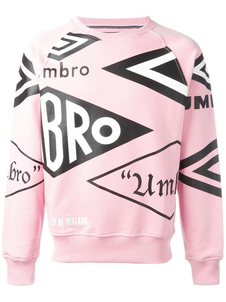 House Of Holland Umbro Diamond Print Sweatshirt, Adult Unisex, Size: Medium, Pink/purple, Cotton