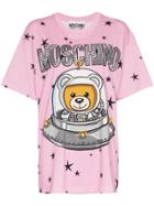Moschino Mosh Cn Ss Tee Logo Teddy Os - Pink & Purple