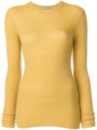 Vince - Ribbed Collar Sweatshirt - Women - Cashmere - S, Yellow/orange, Cashmere