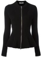 Givenchy Zip Peplum Cardigan, Women's, Size: Medium, Black, Cotton/polyamide/spandex/elastane