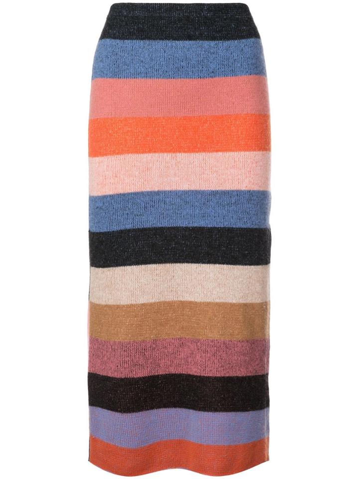 The Elder Statesman Knitted Striped Skirt - Multicolour