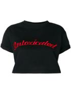 Intoxicated Logo Embroidered Cropped T-shirt - Black