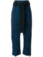 Odeeh Cropped Belted Trousers - Blue