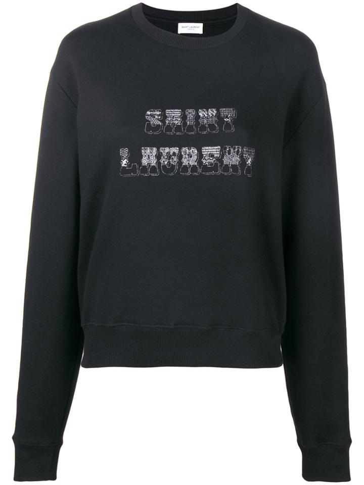 Saint Laurent Logo Patch Sweatshirt - Black