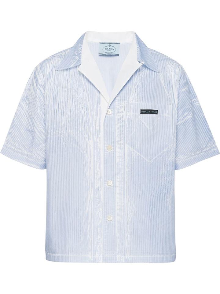 Prada Short-sleeved Poplin Shirt - Blue