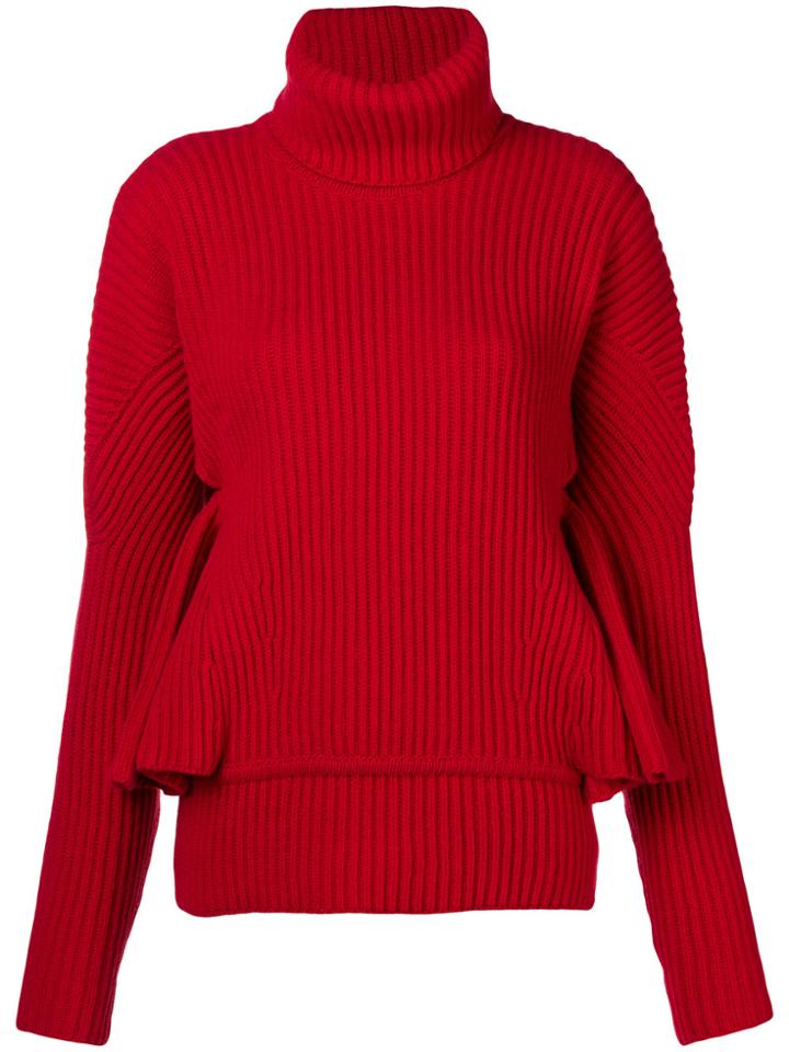Antonio Berardi Ruffle Sleeve Sweater - Red