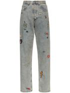 Gucci High Waist Embroidered Jeans - Blue