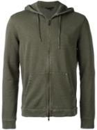 John Varvatos Zipped Hoodie, Men's, Size: Medium, Green, Cotton/polyester