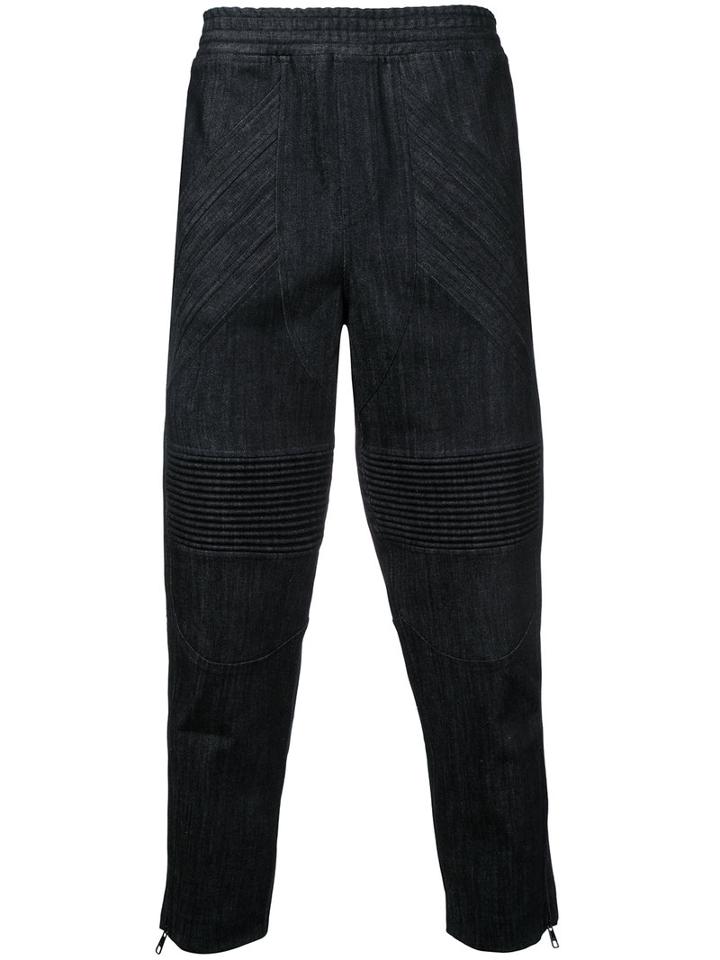 Neil Barrett - Cropped Biker Trousers - Men - Cotton/polyester/spandex/elastane - 46, Black, Cotton/polyester/spandex/elastane