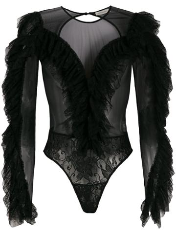 Faith Connexion Ruffled Lace Bodysuit - Black