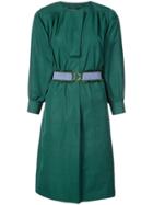 Derek Lam Belted Long Sleeve Shirred Dress - Green