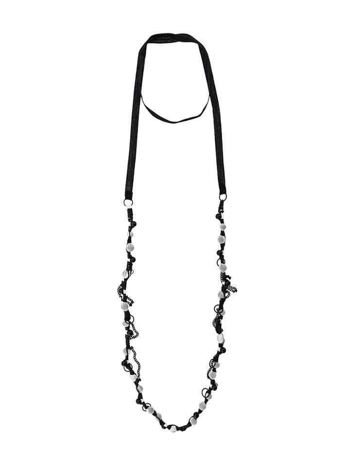 Ann Demeulemeester Blanche Long Beaded Necklace - Black
