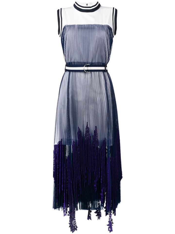 Sacai Plated Maxi Dress - Blue