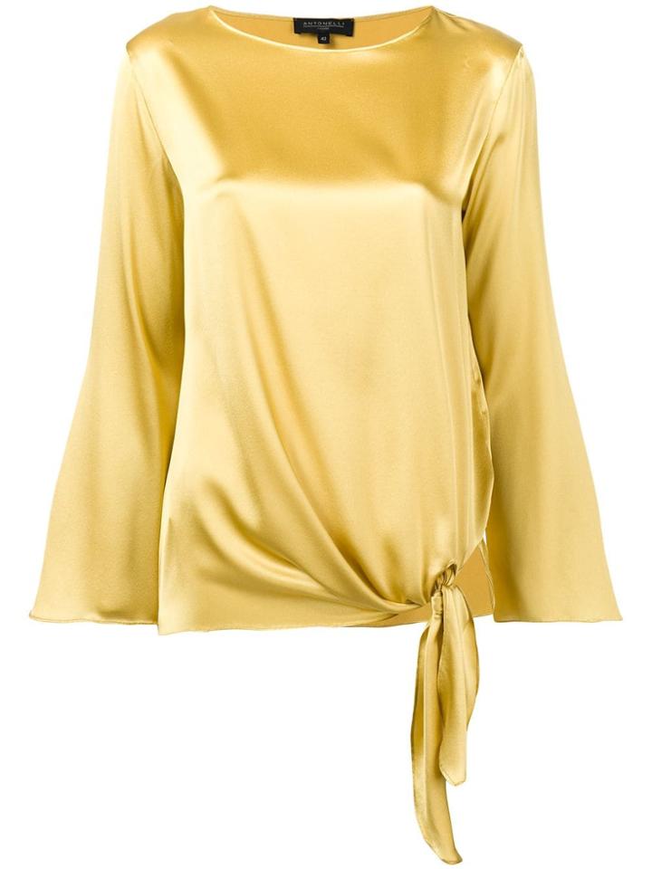 Antonelli Corinne Side Tie Blouse - Yellow & Orange