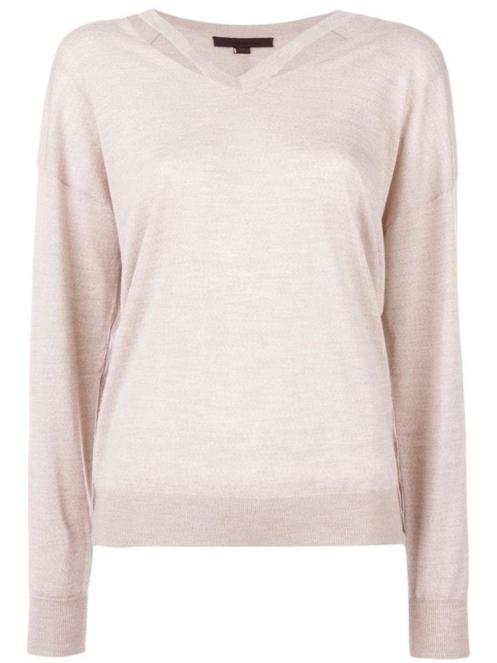 Alexander Wang Slashed V-neck Jumper - Nude & Neutrals