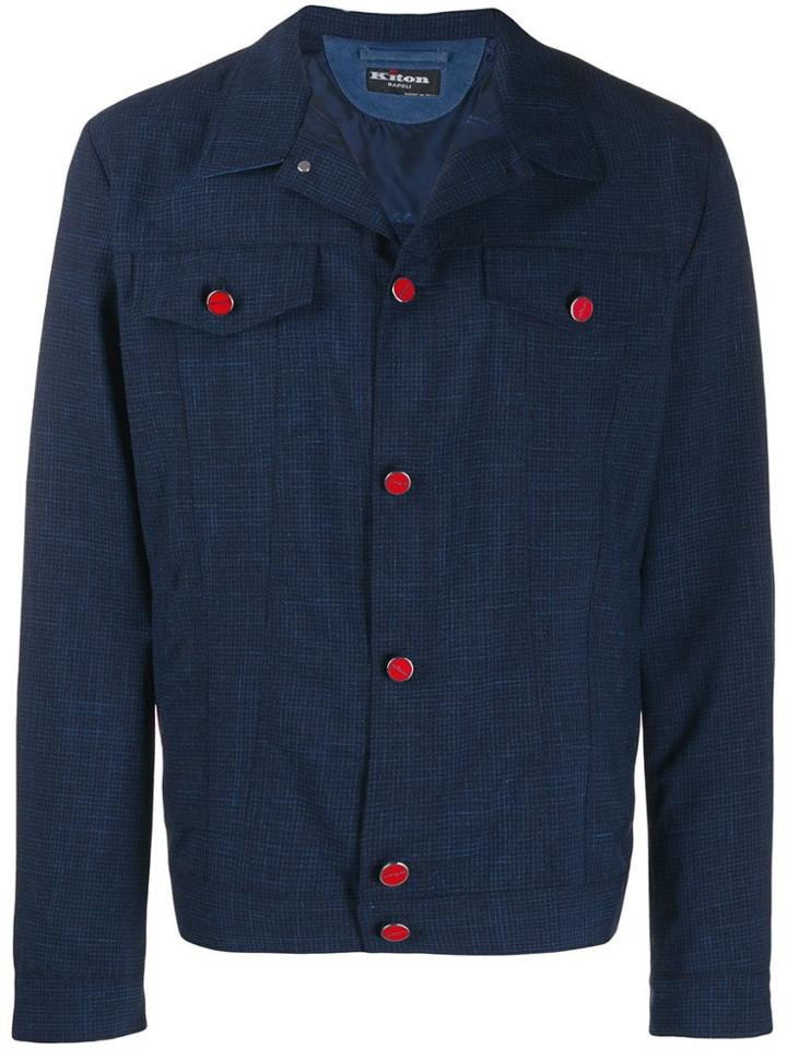 Kiton Patterned Trucker Jacket - Blue