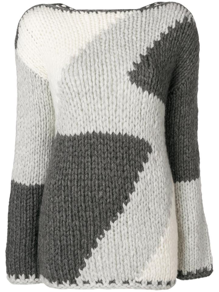 Iris Von Arnim Intarsia Design Jumper - Grey