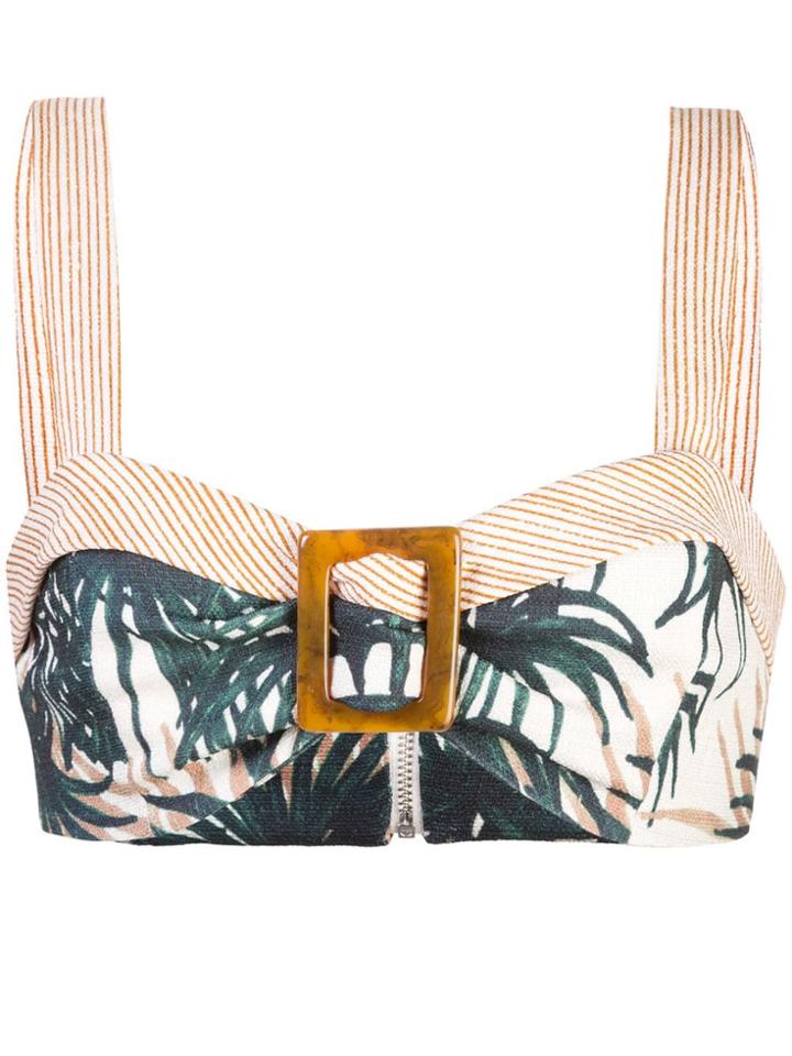 Patbo Palm Print Bralette Top - Neutrals