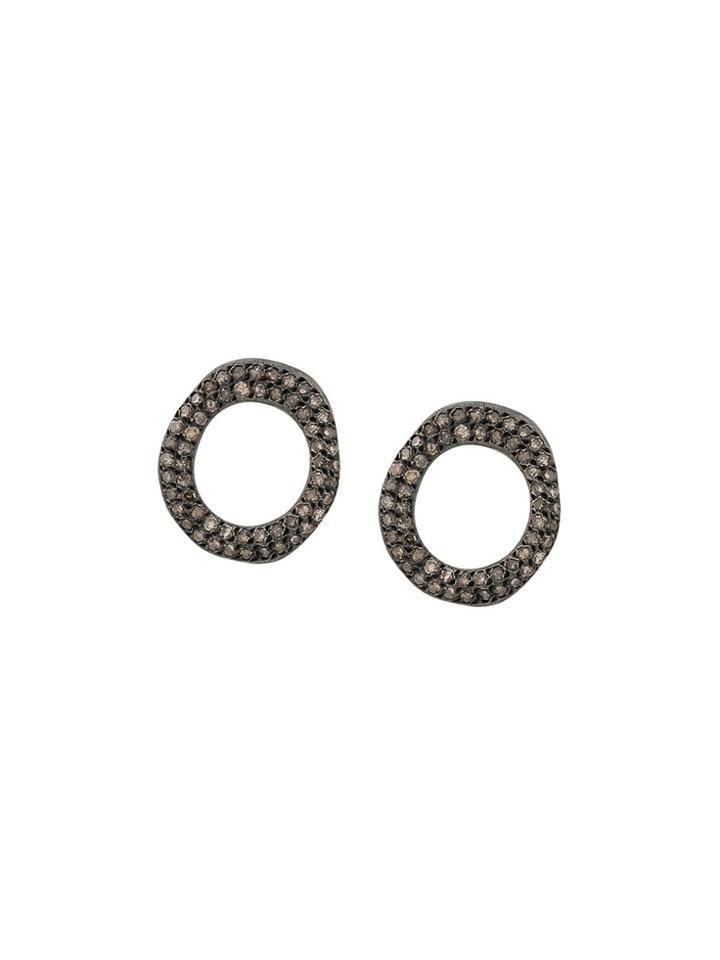 Rosa Maria Pavé Set Circle Earrings - Silver