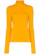 Calvin Klein 205w39nyc Logo Fitted Cotton Turtleneck Top - Yellow