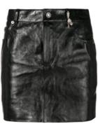 Saint Laurent - Mini Skirt - Women - Silk/calf Leather/zamac - 38, Black, Silk/calf Leather/zamac