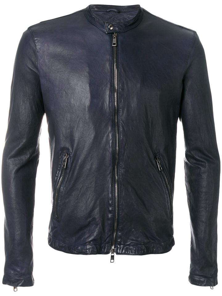 Giorgio Brato Distressed Leather Jacket - Blue