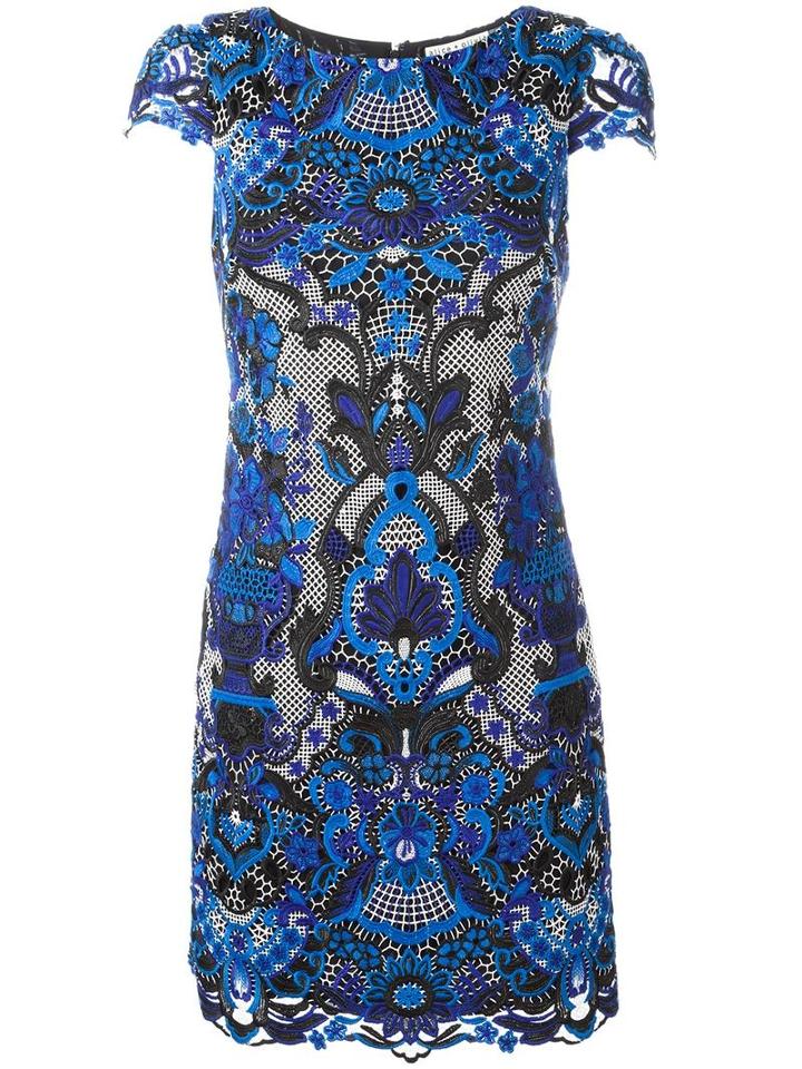 Alice+olivia Macramé Lace Mini Dress, Women's, Size: 6, Blue, Polyester/spandex/elastane