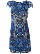 Alice+olivia Macramé Lace Mini Dress, Women's, Size: 6, Blue, Polyester/spandex/elastane