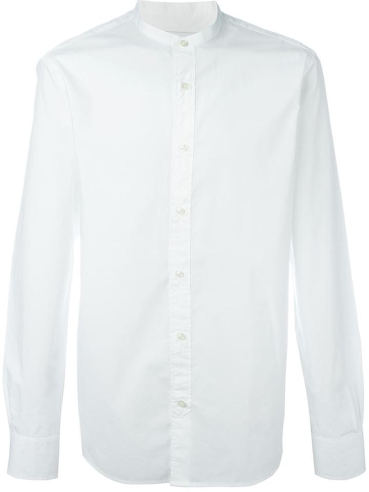 Officine Generale Band Collar Shirt, Men's, Size: L, White, Cotton
