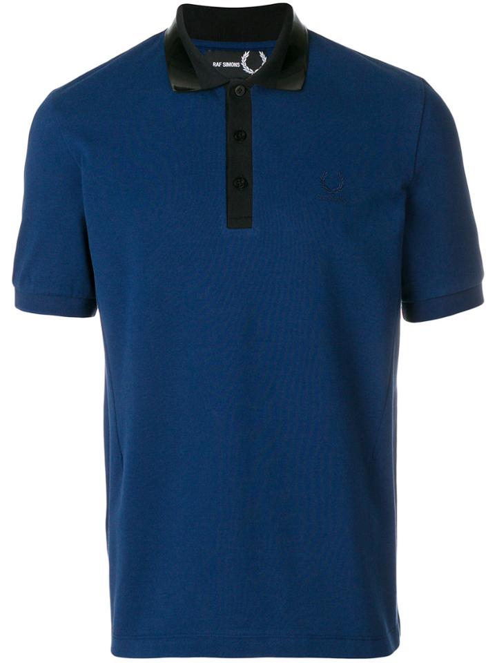Raf Simons X Fred Perry Contrast-collar Polo Shirt - Blue