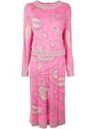 Emilio Pucci Vintage Printed Longsleeved Dress, Women's, Size: 44, Pink/purple