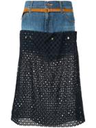 Kolor Perforated Jean Skirt - Blue